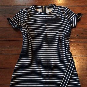 White and navy blue Striped Bodycon dress xs